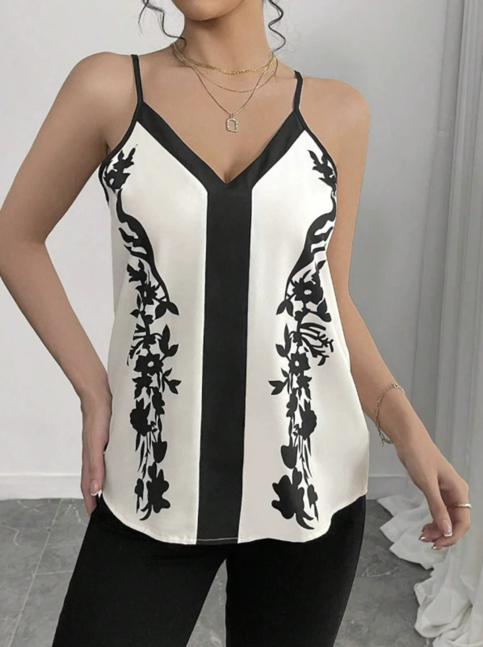 ZARA Printed Chic Collar Top